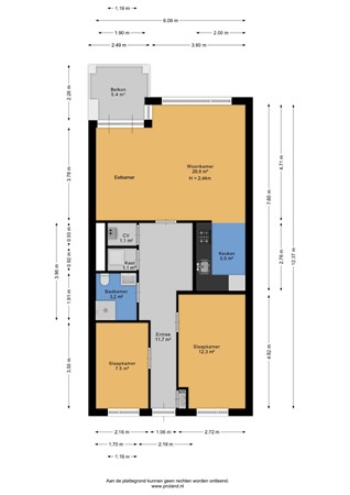 Floorplan - Dr Joh G Mezgerstraat 107, 2041 HW Zandvoort